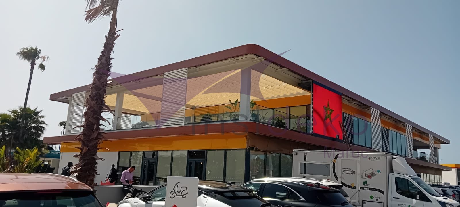 Vélum grande surface terrasse McDonald Maroc